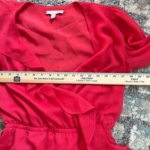 Chelsea28 Womens Long Sleeve Ruffle Chiffon Women's Wrap Midi Dress size small - Picture 10 of 13